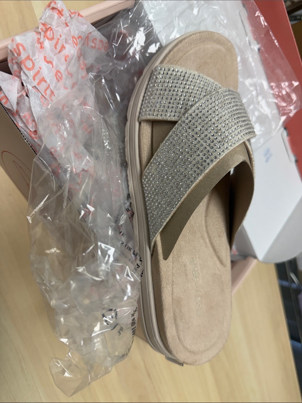 Easy Spirit Champagne Crystal Slide Sandal